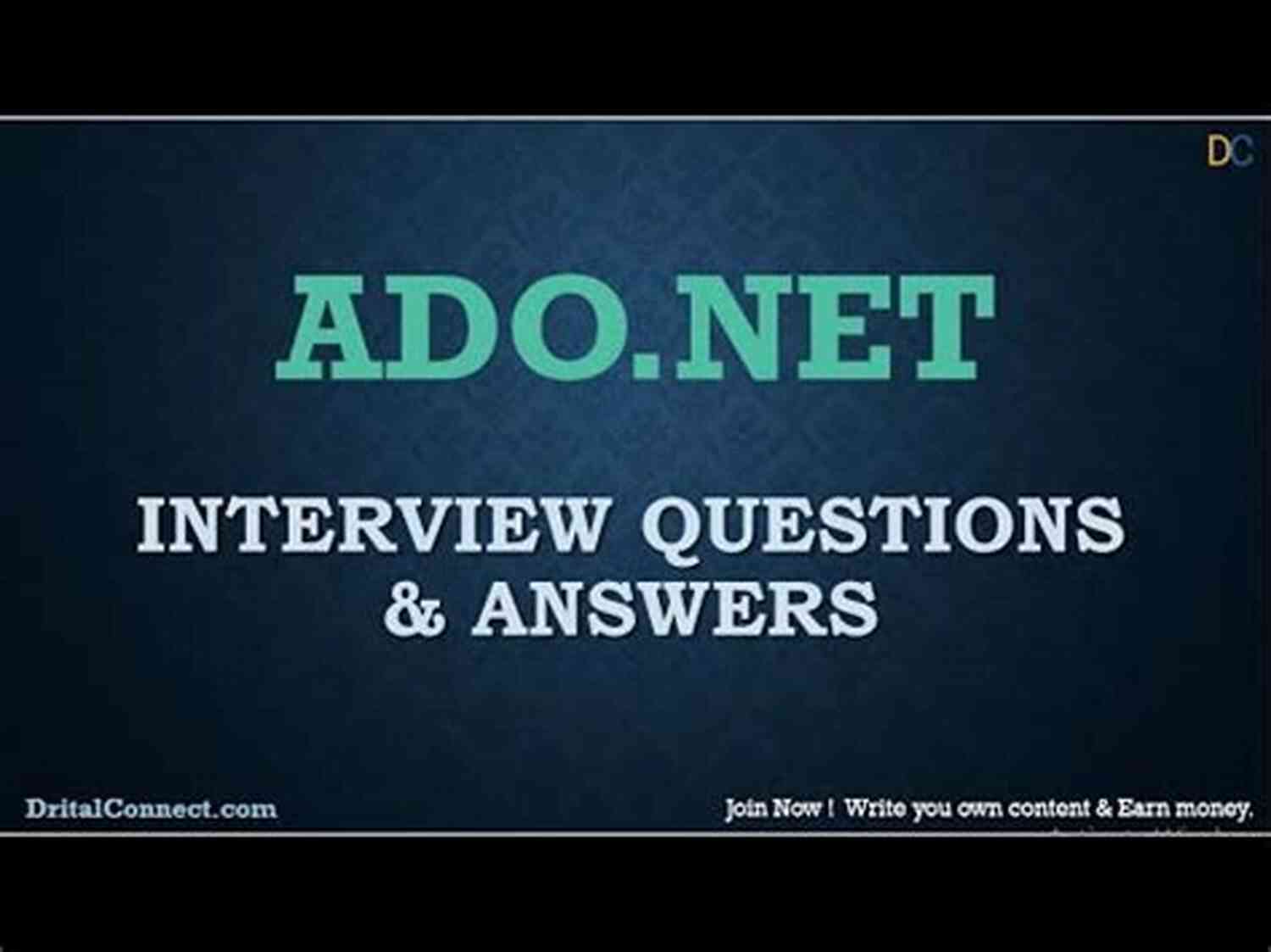 Ado Net Interview Question Answers