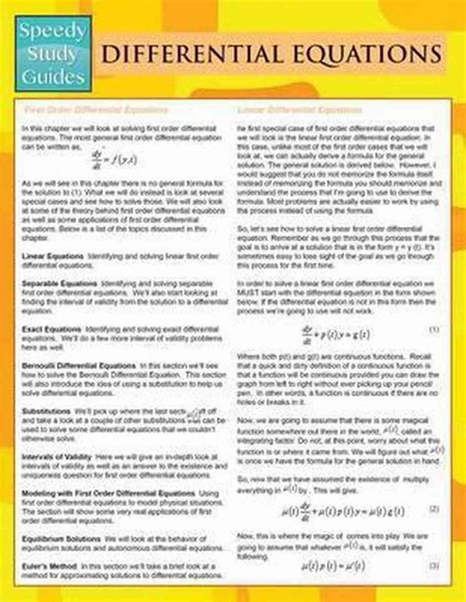 Differential Equations Speedy Study Guides Differential Equations (Speedy Study Guides)